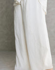 off white Linen Padded Pants
