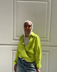 Tie-back Shirt in Apple Green