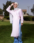 Pink Crinkled Long Shirt