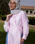 Pink Crinkled Long Shirt