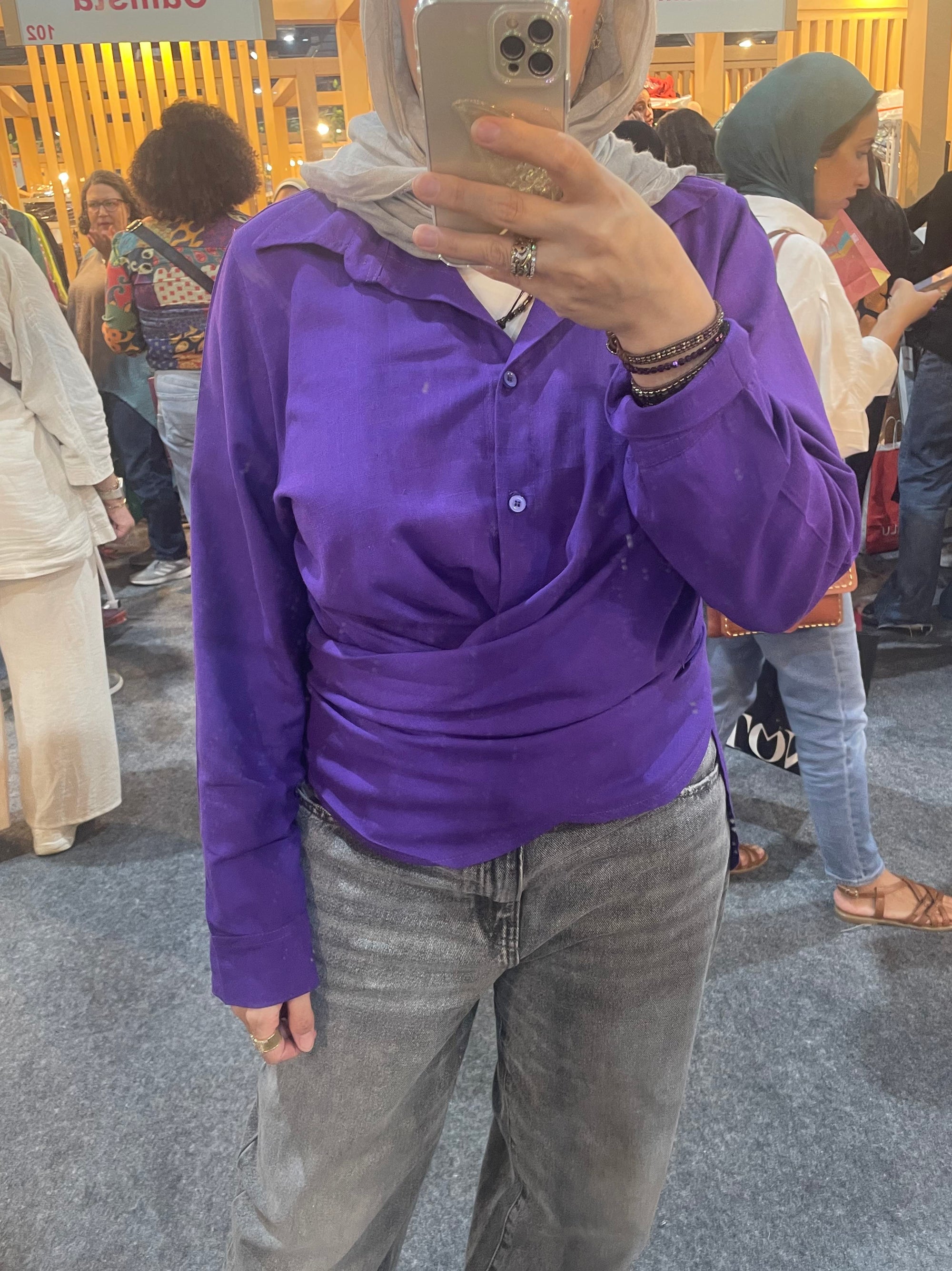 Tie-back Shirt in Purple