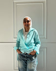 Tie-back Shirt in Turquoise