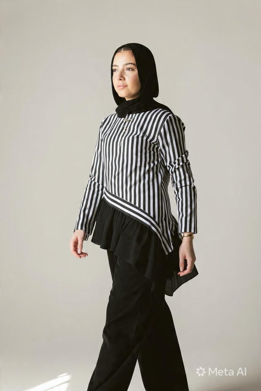 Stripped Top with black ruffles