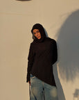 Black Shredded Asymmetric Top