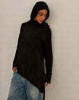Black Shredded Asymmetric Top