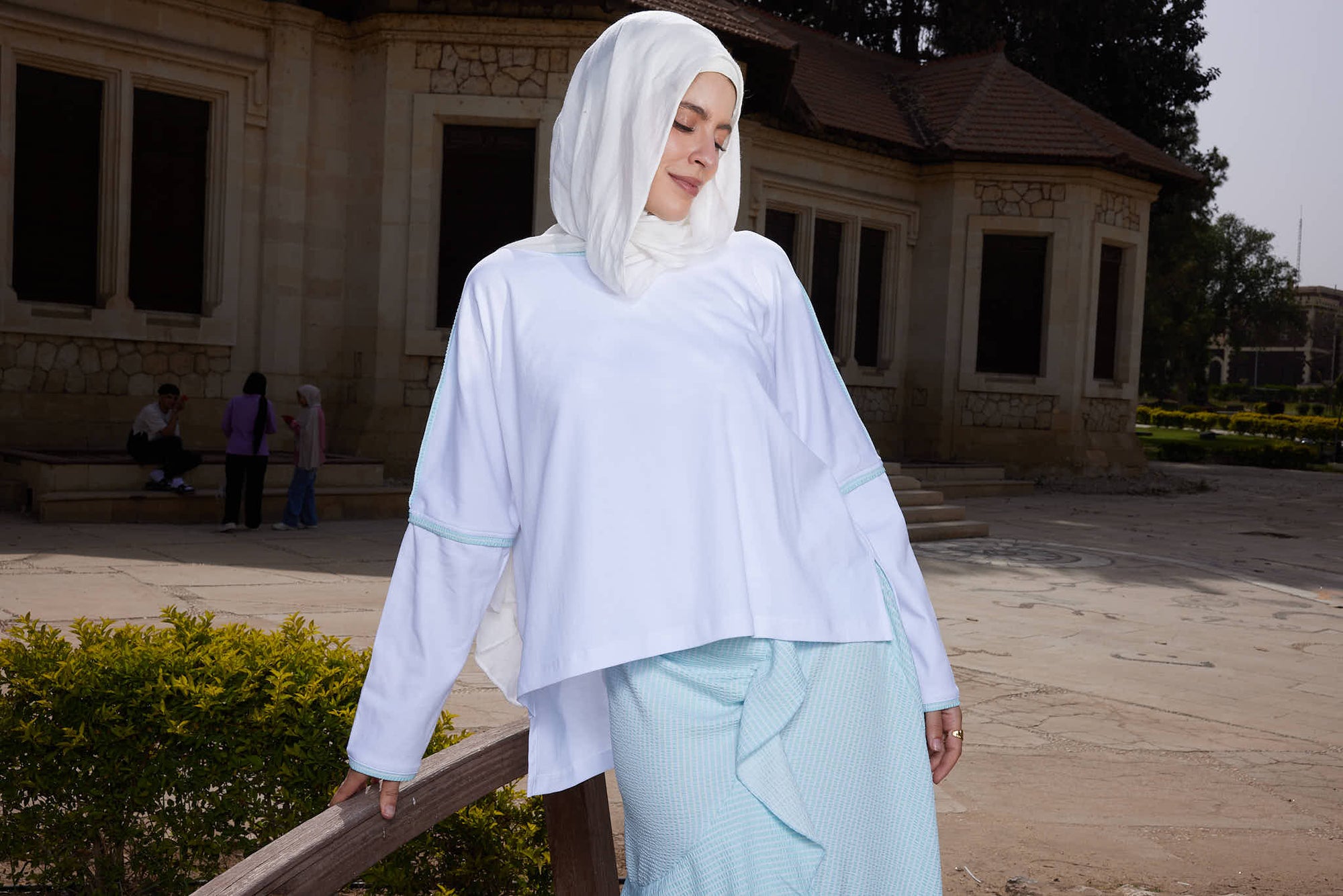 Cotton top with Turquoise  trim