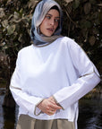 Pure Linen Top with olive trim