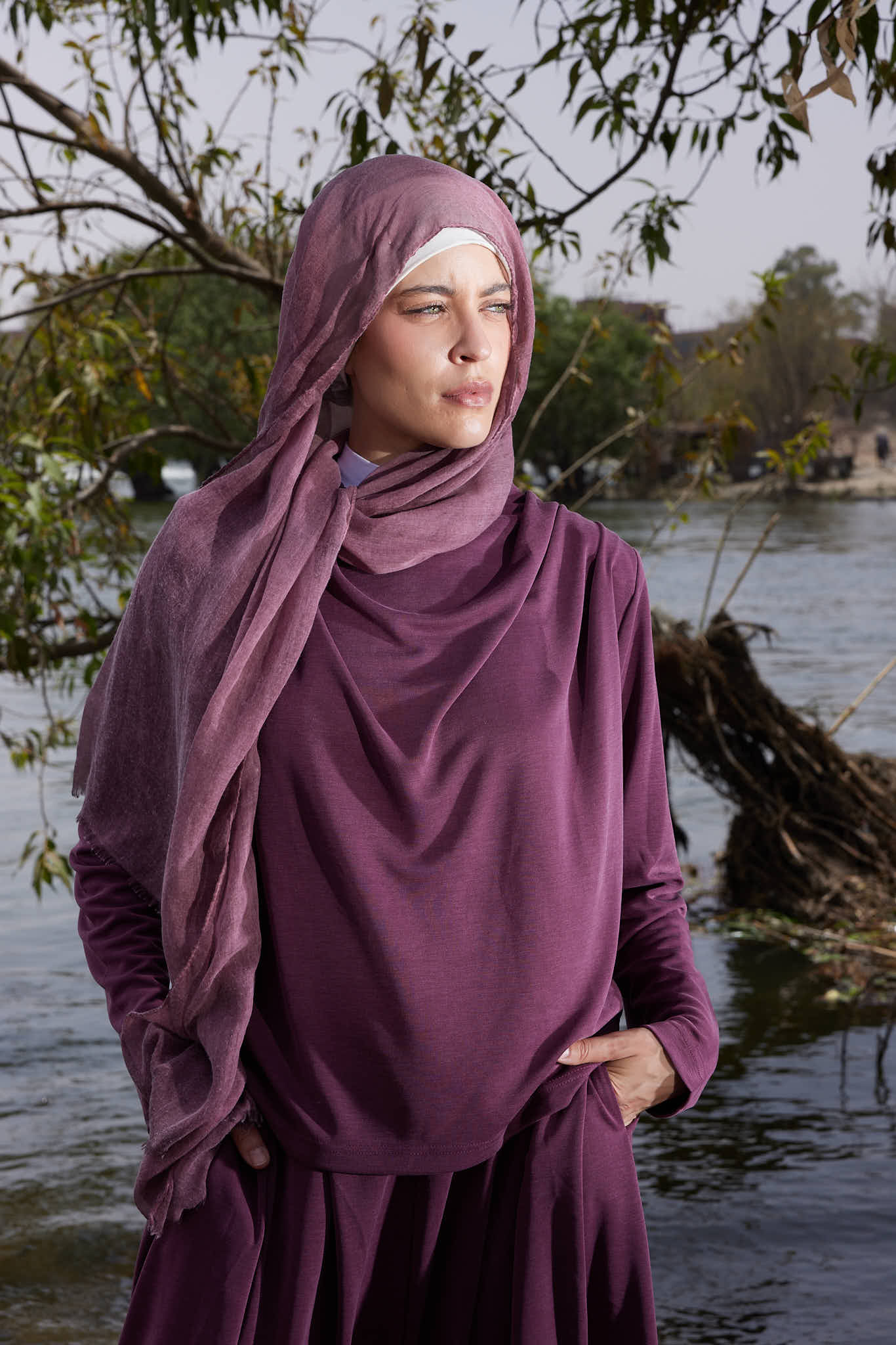 Burgundy  Drape Shoulder Top