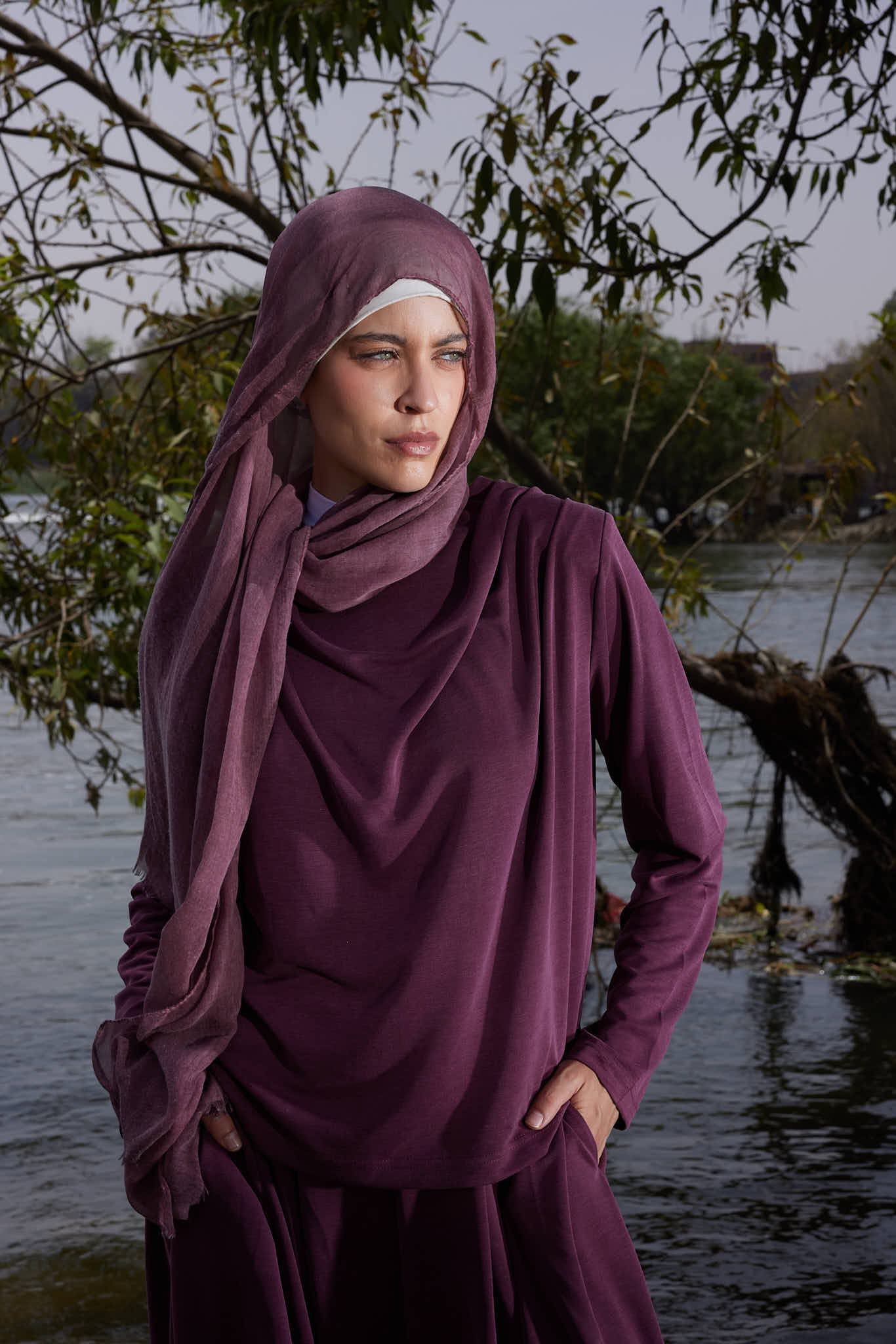 Burgundy  Drape Shoulder Top
