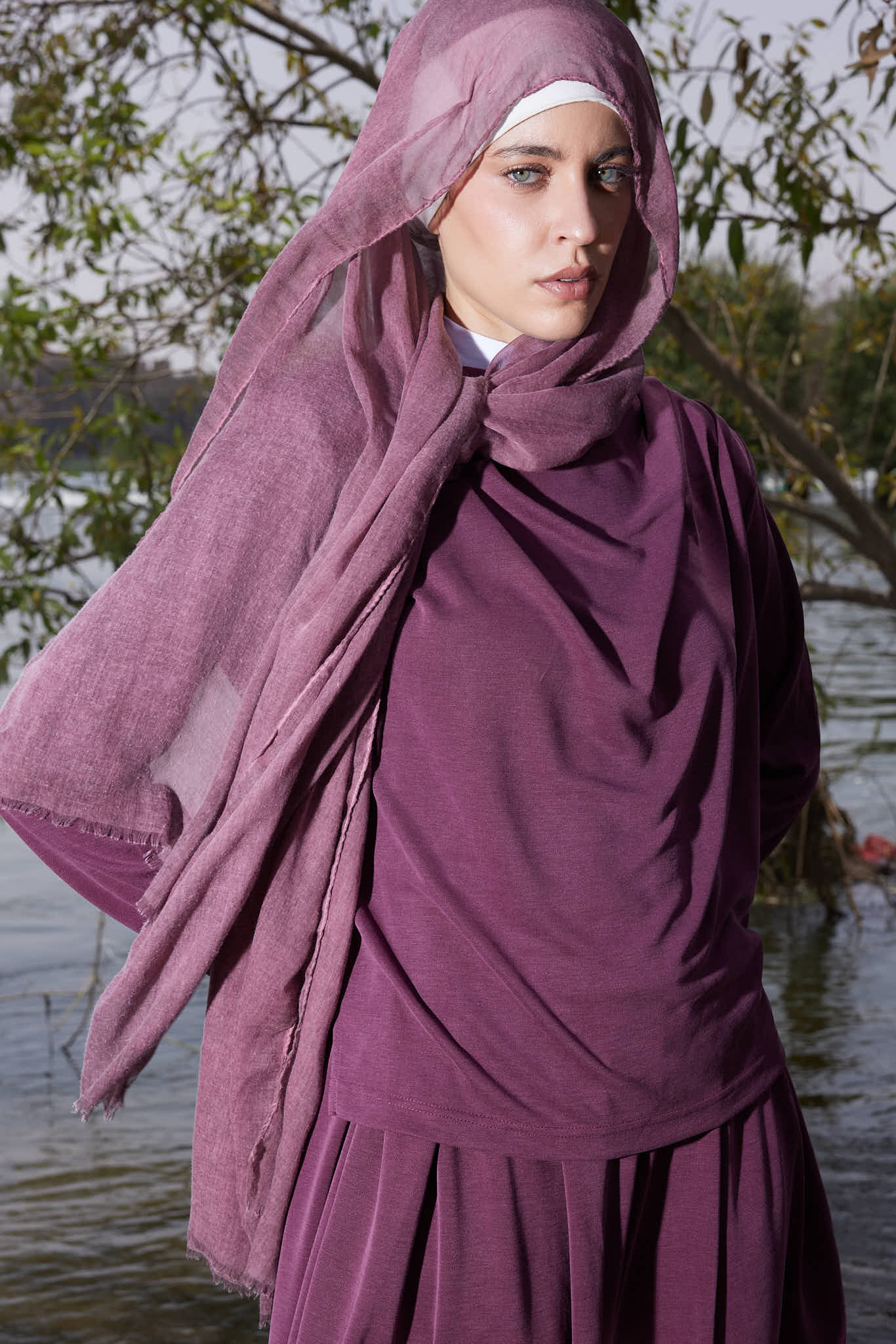 Burgundy  Drape Shoulder Top