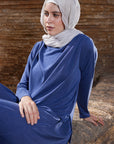 Dark blue Drape Shoulder Top