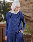 Dark blue Drape Shoulder Top