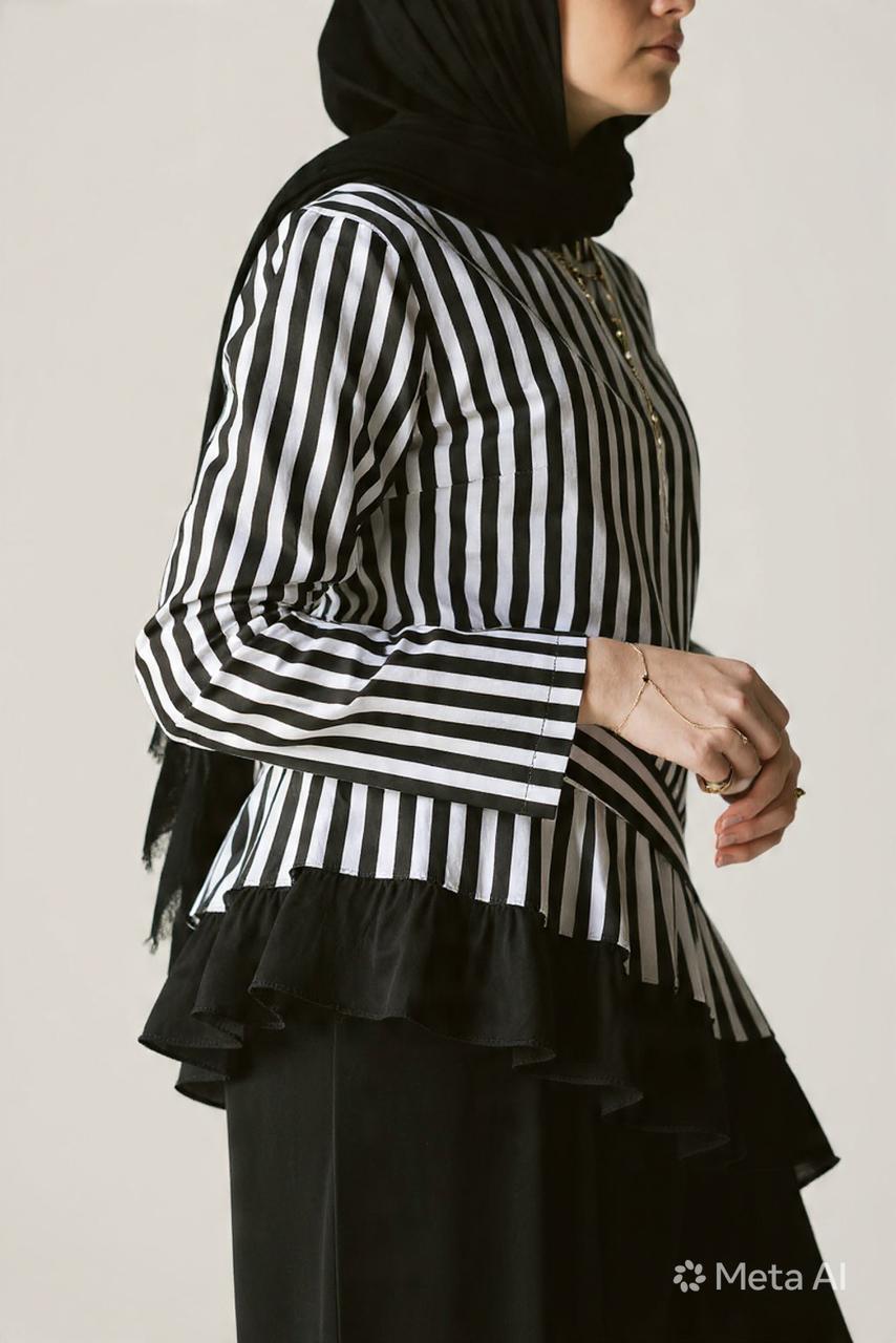Stripped Top with black ruffles