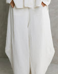 off white Linen Padded Pants
