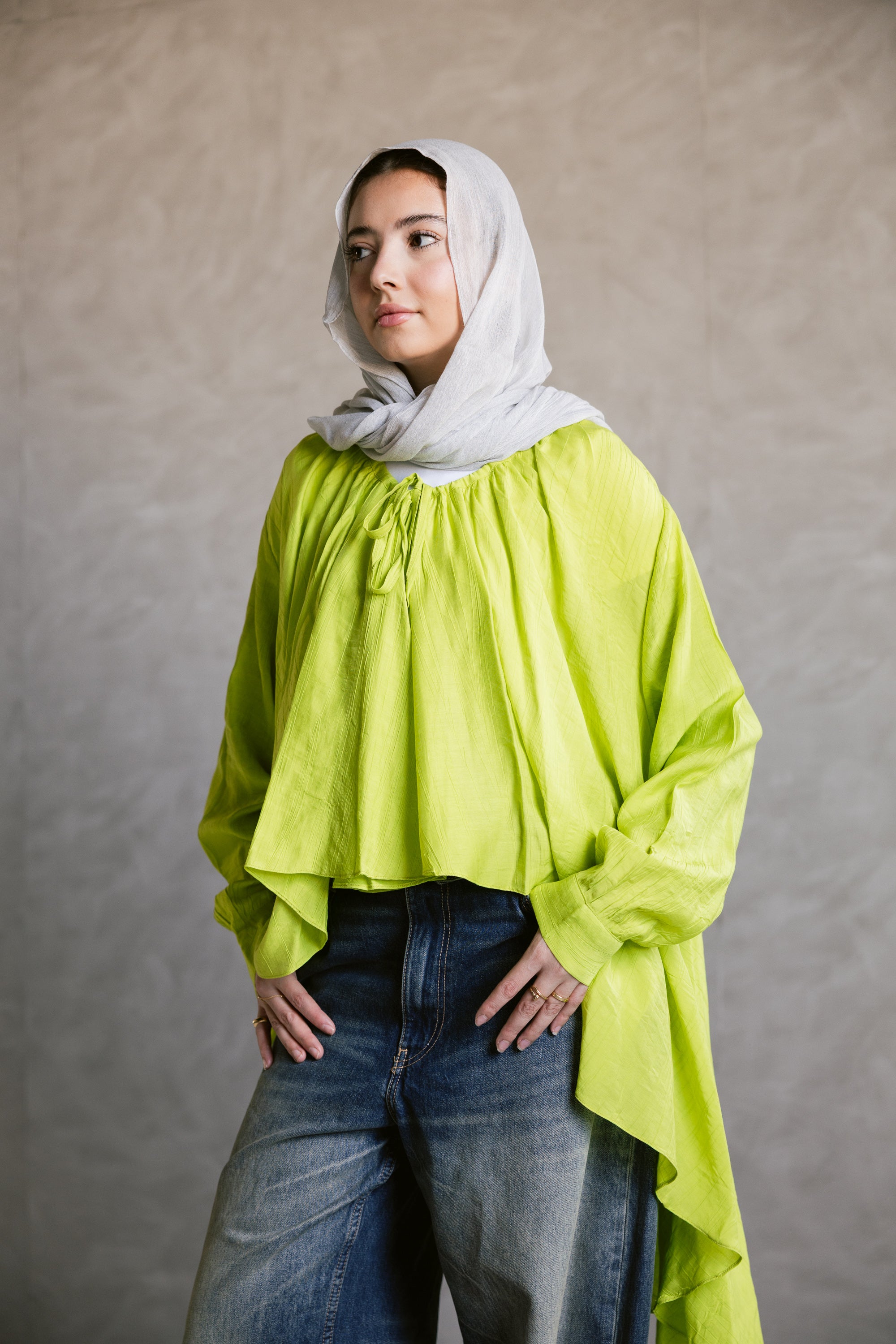 Wrinkle Top in apple green
