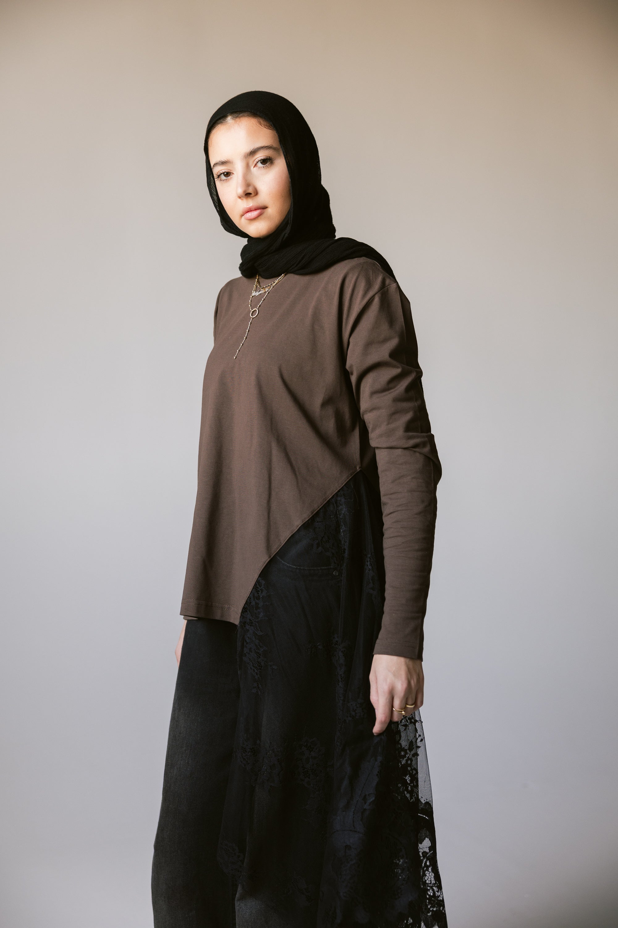 Brown Lace Top