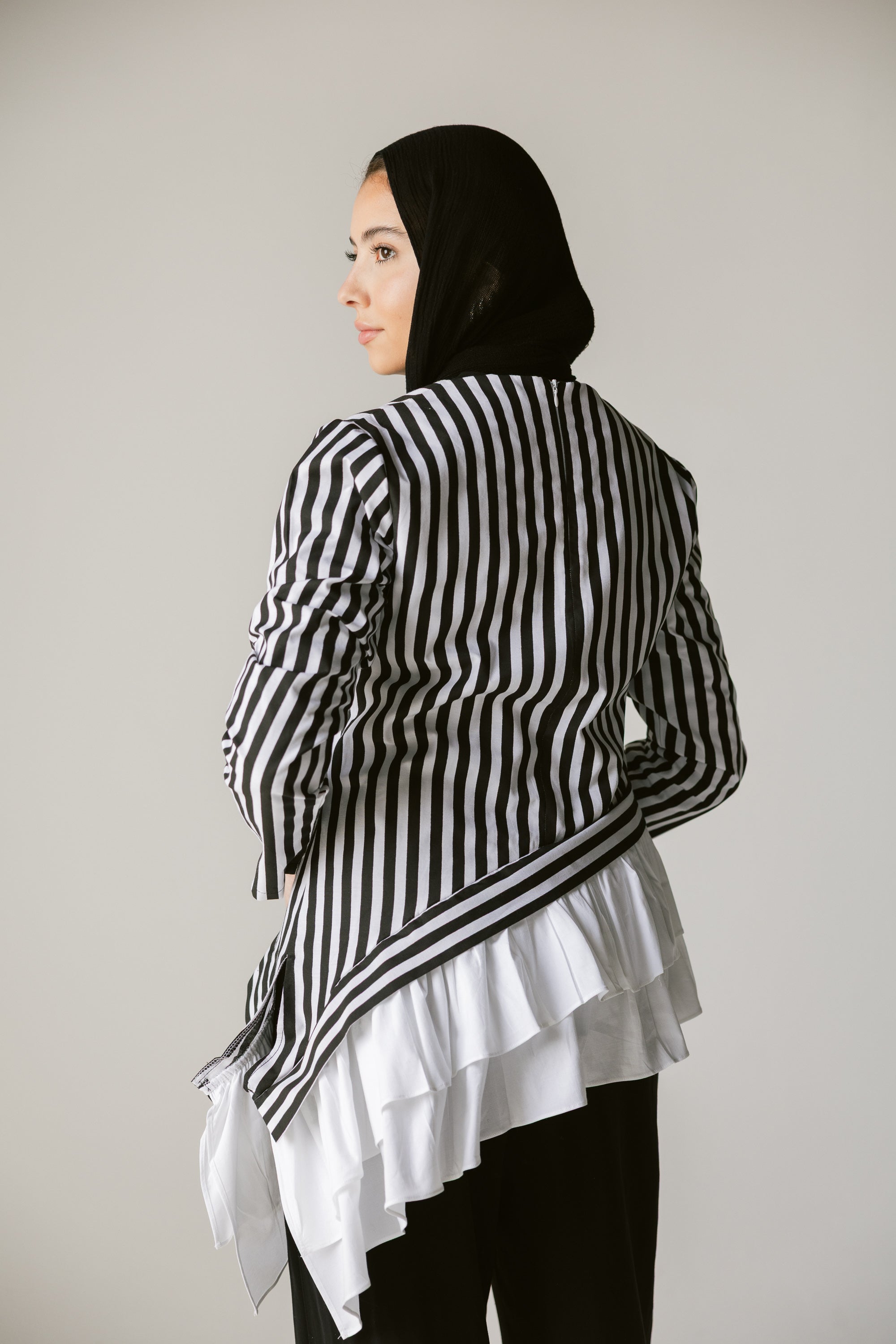 Stripped Top with white ruffles