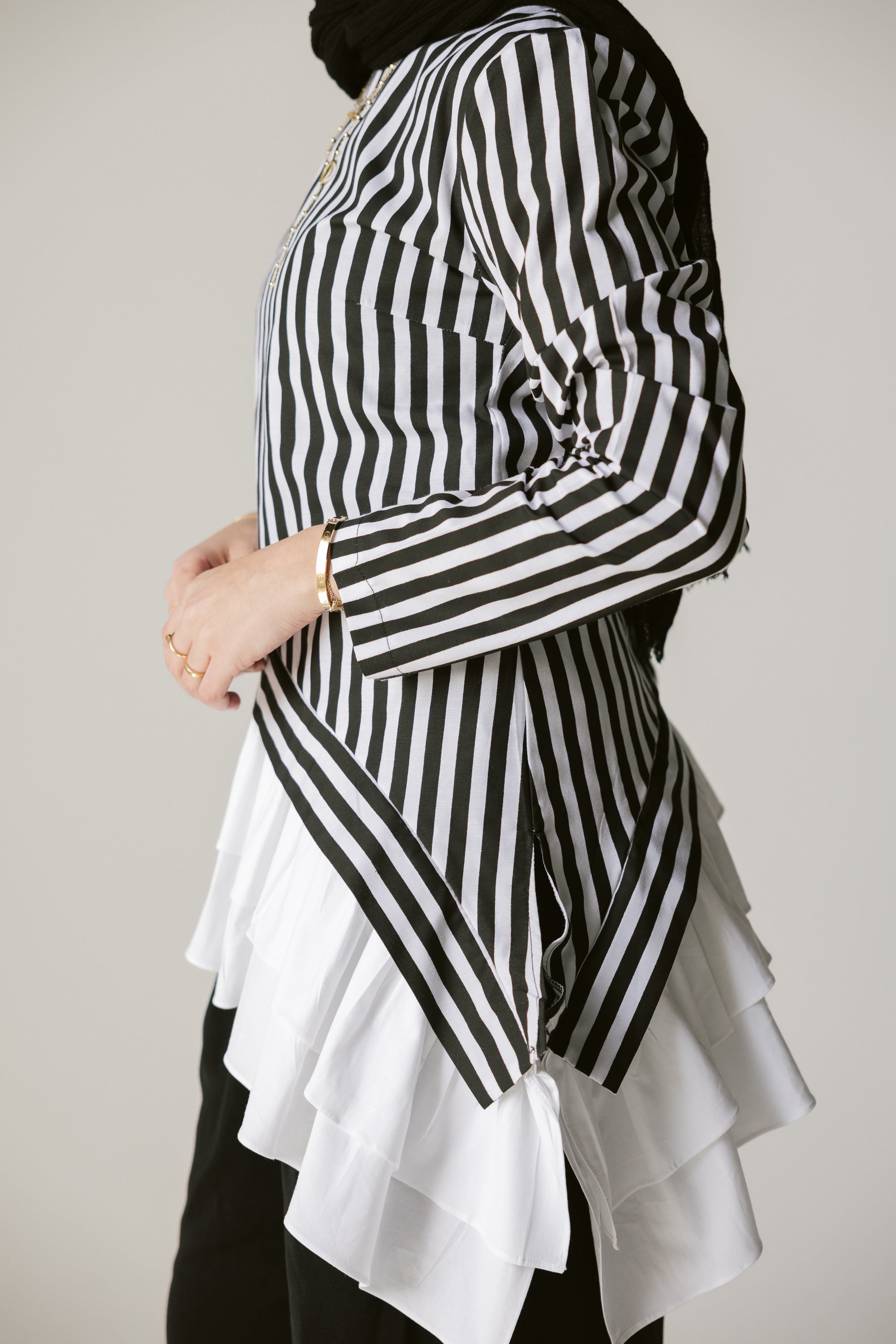 Stripped Top with white ruffles