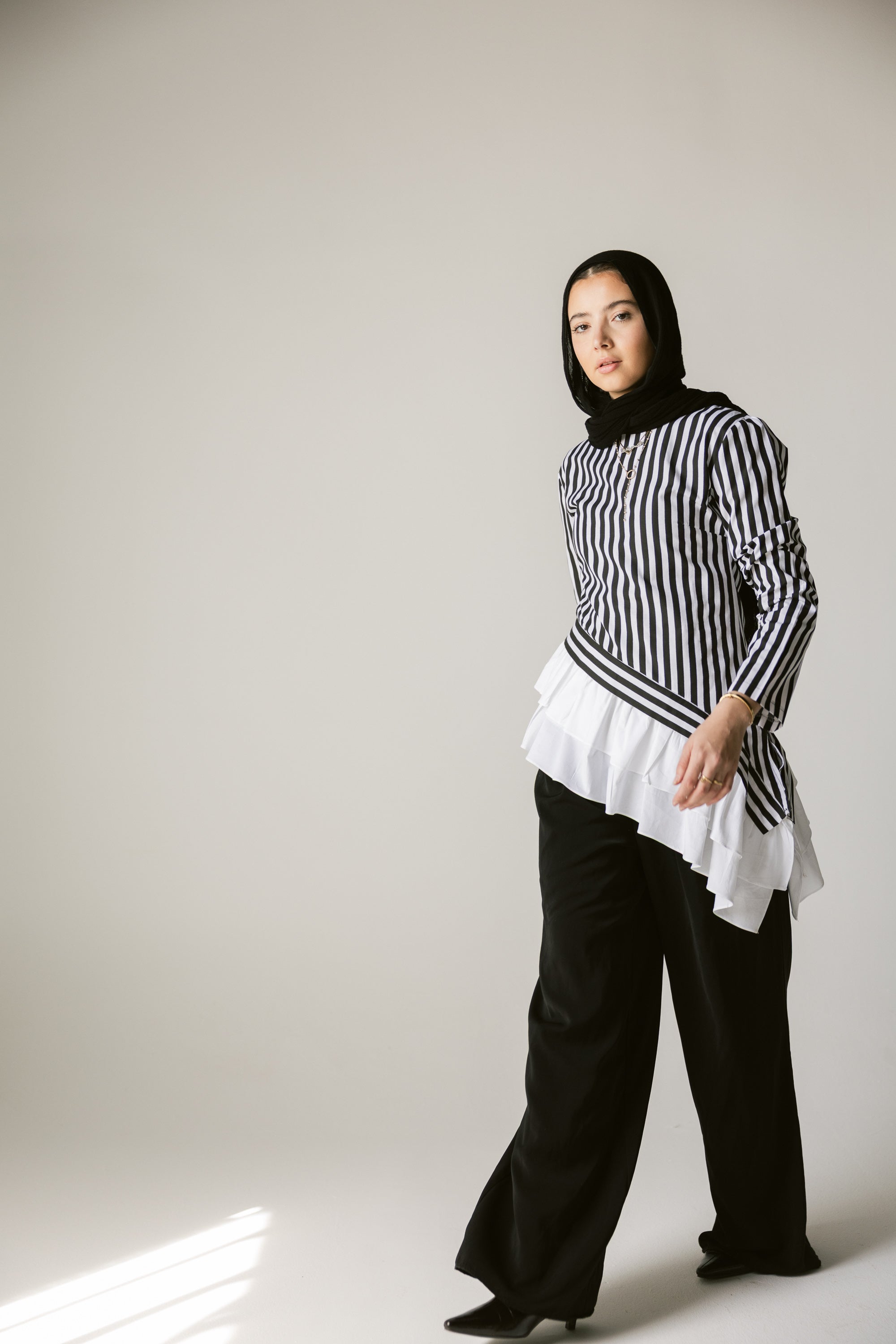 Stripped Top with white ruffles