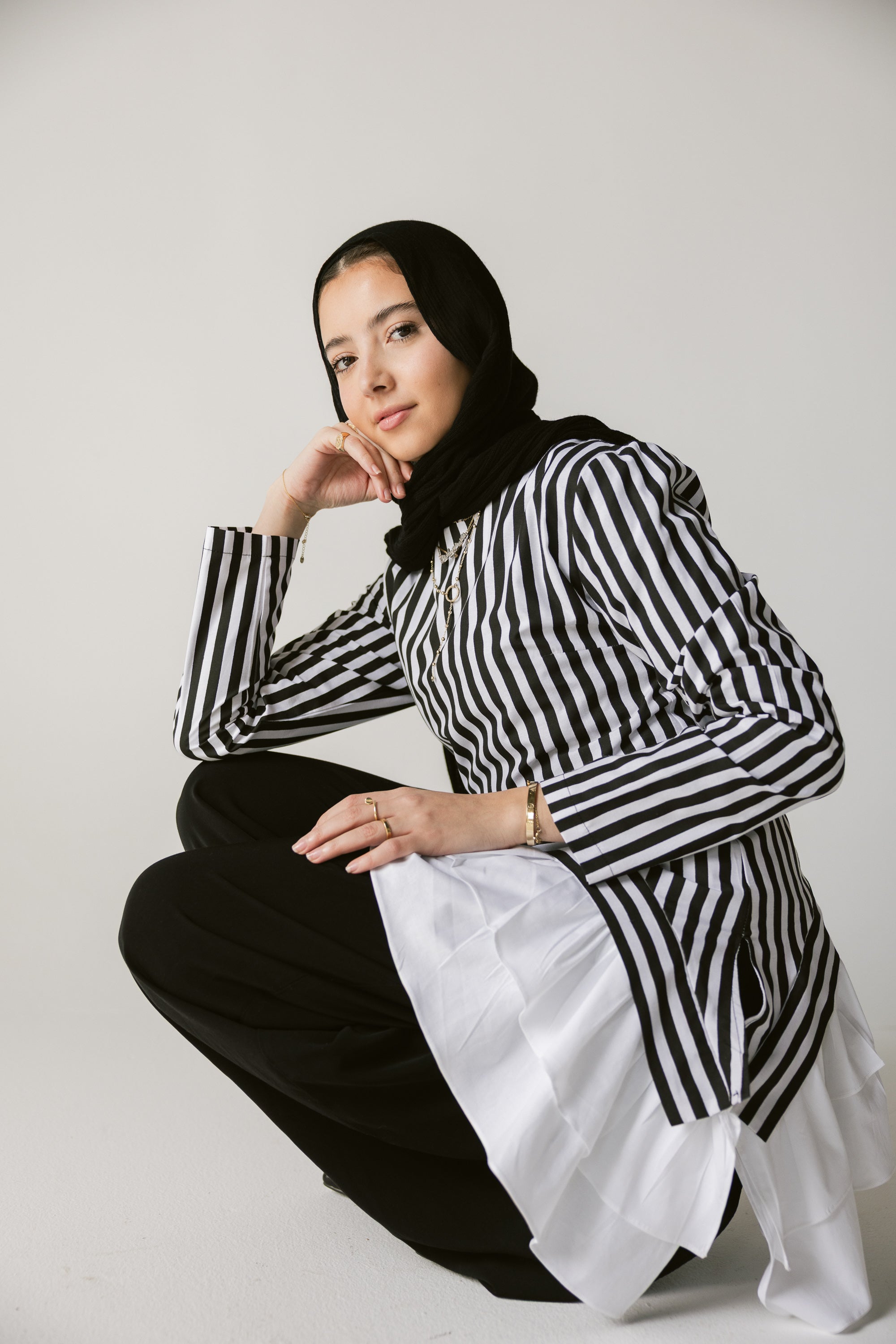 Stripped Top with white ruffles