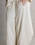 biege linen Padded Pants