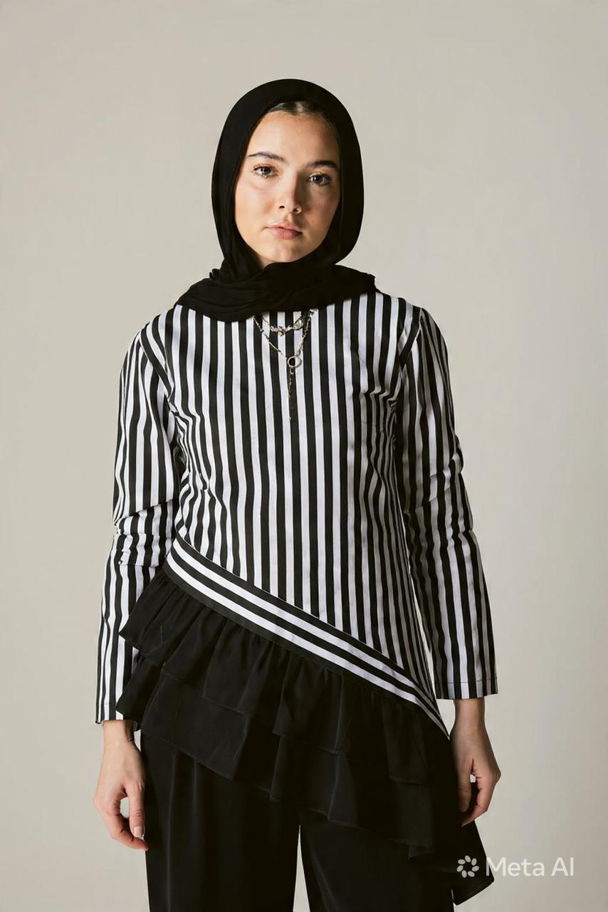 Stripped Top with black ruffles