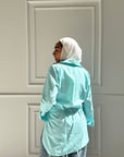 Tie-back Shirt in Turquoise