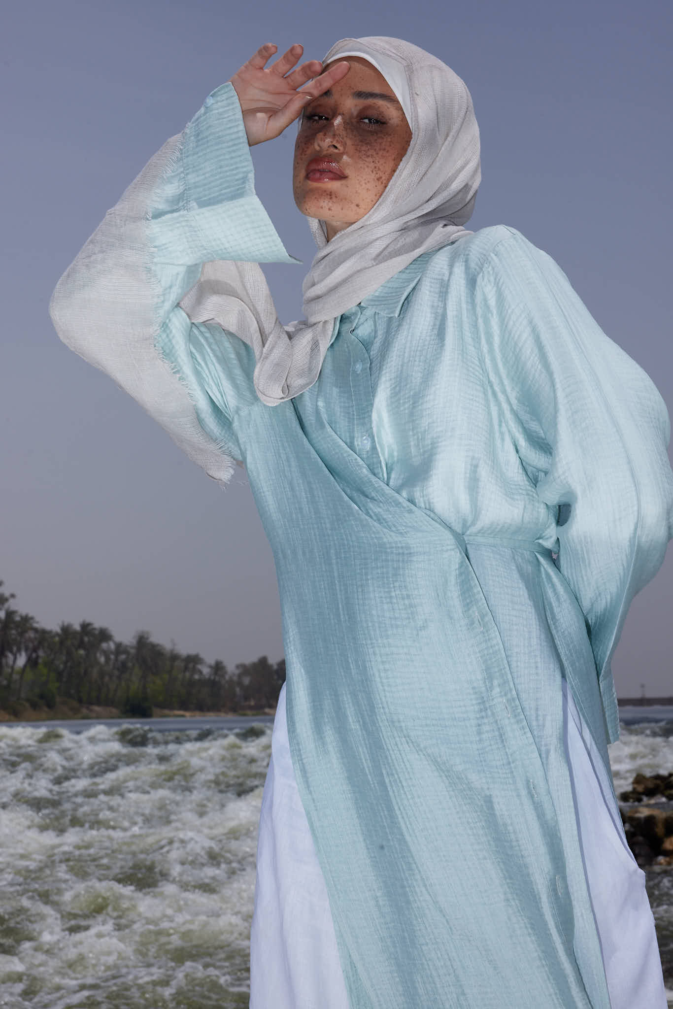 Mint Crinkled Long Shirt