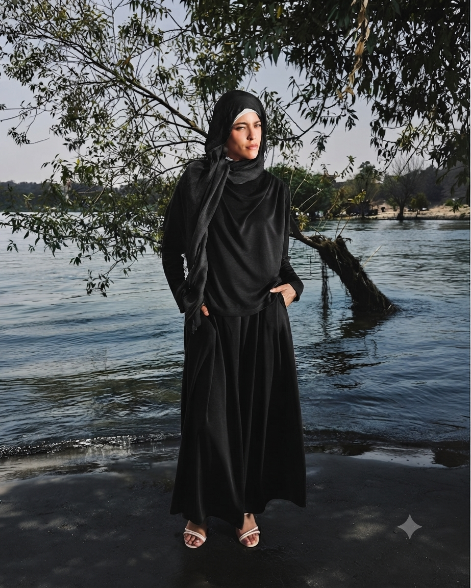 Black Drape Shoulder Top