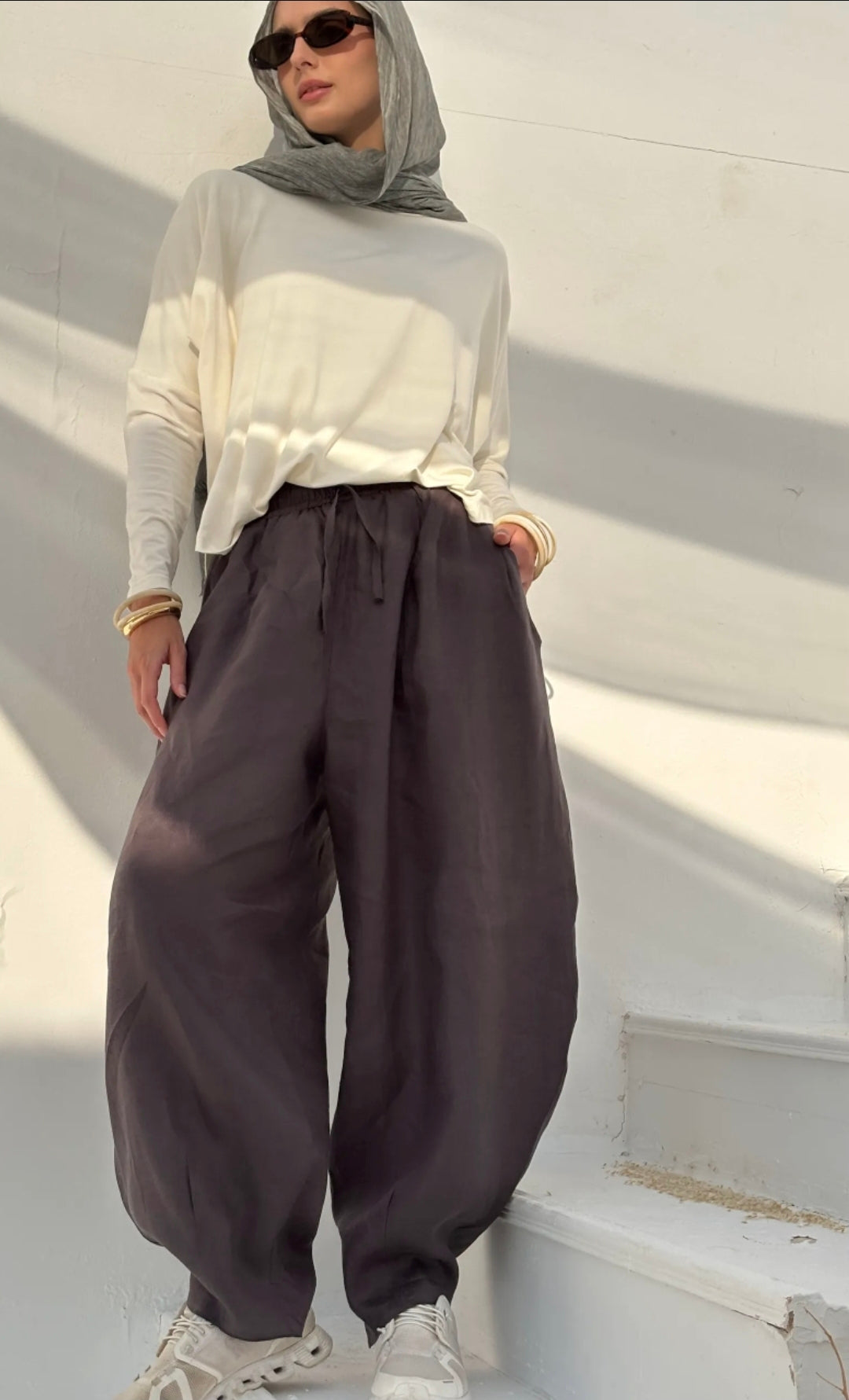 Dark Grey Pure Linen Pants