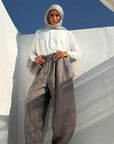 Grey Pure Linen Pants