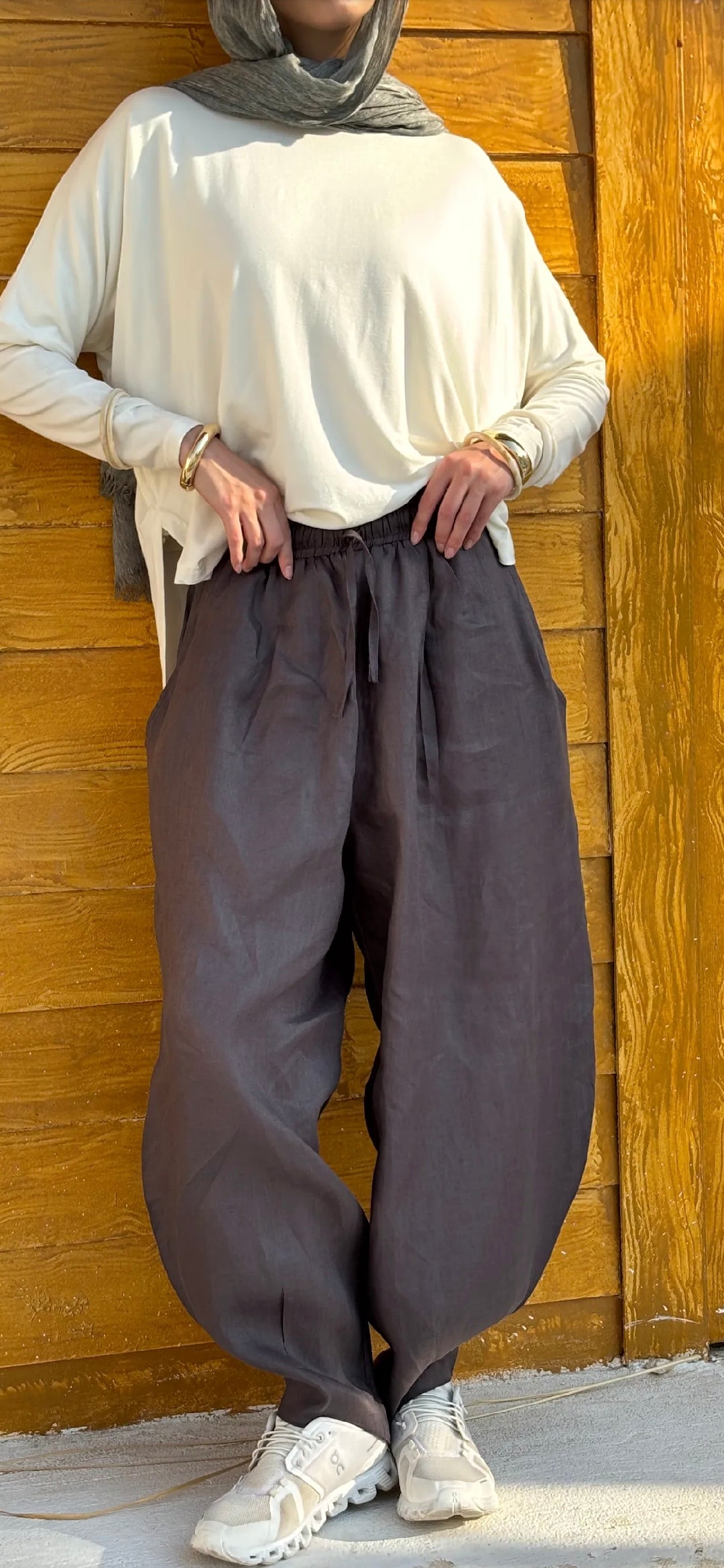 Dark Grey Pure Linen Pants