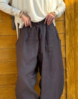 Dark Grey Pure Linen Pants