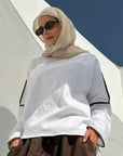Pure Linen Top with brown trim