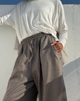 Grey Pure Linen Pants